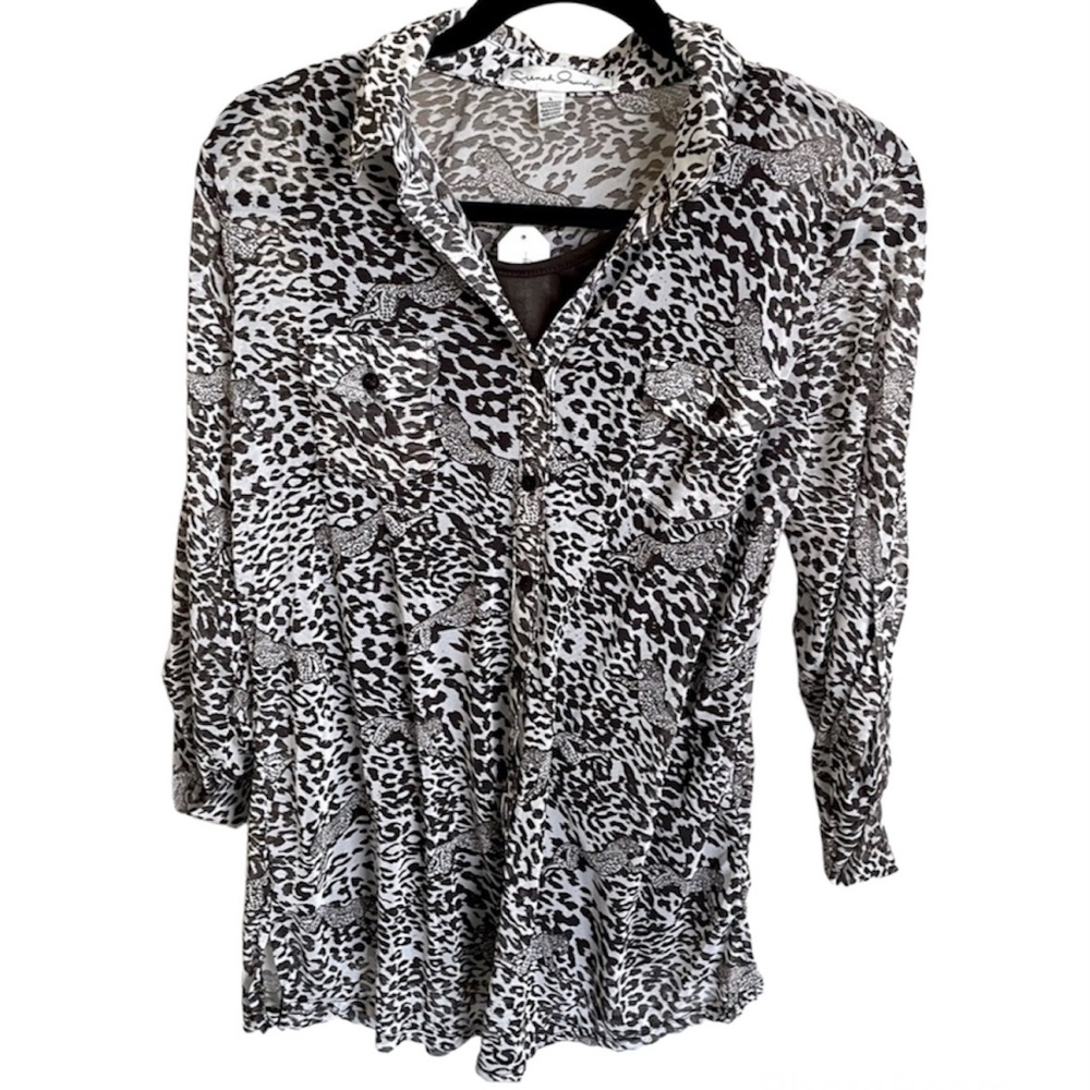 French Laundry Women’s Animal Print Long Sleeve Blouse NWT